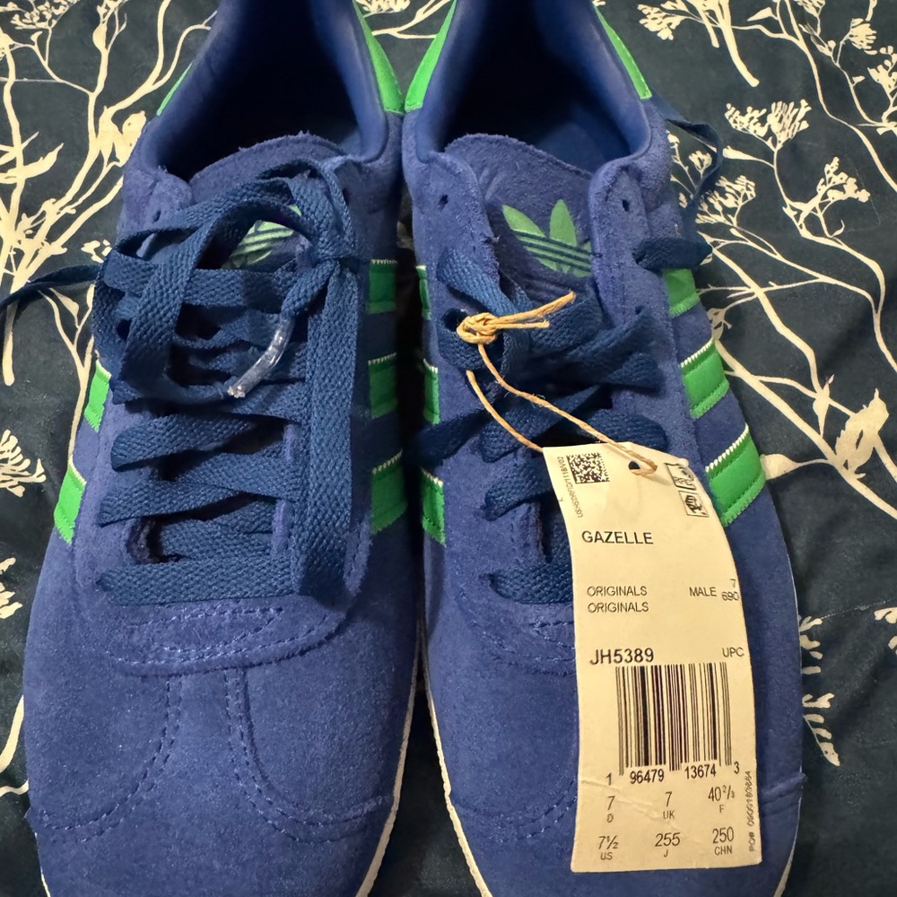 Adidas Gazelle Men's Blue and Green Sneakers